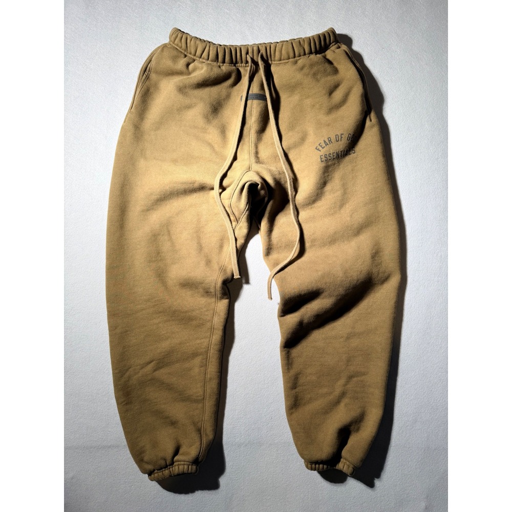 Fear of God Essentials Sweatpants Men Small Olive Logo Fleece Joggers